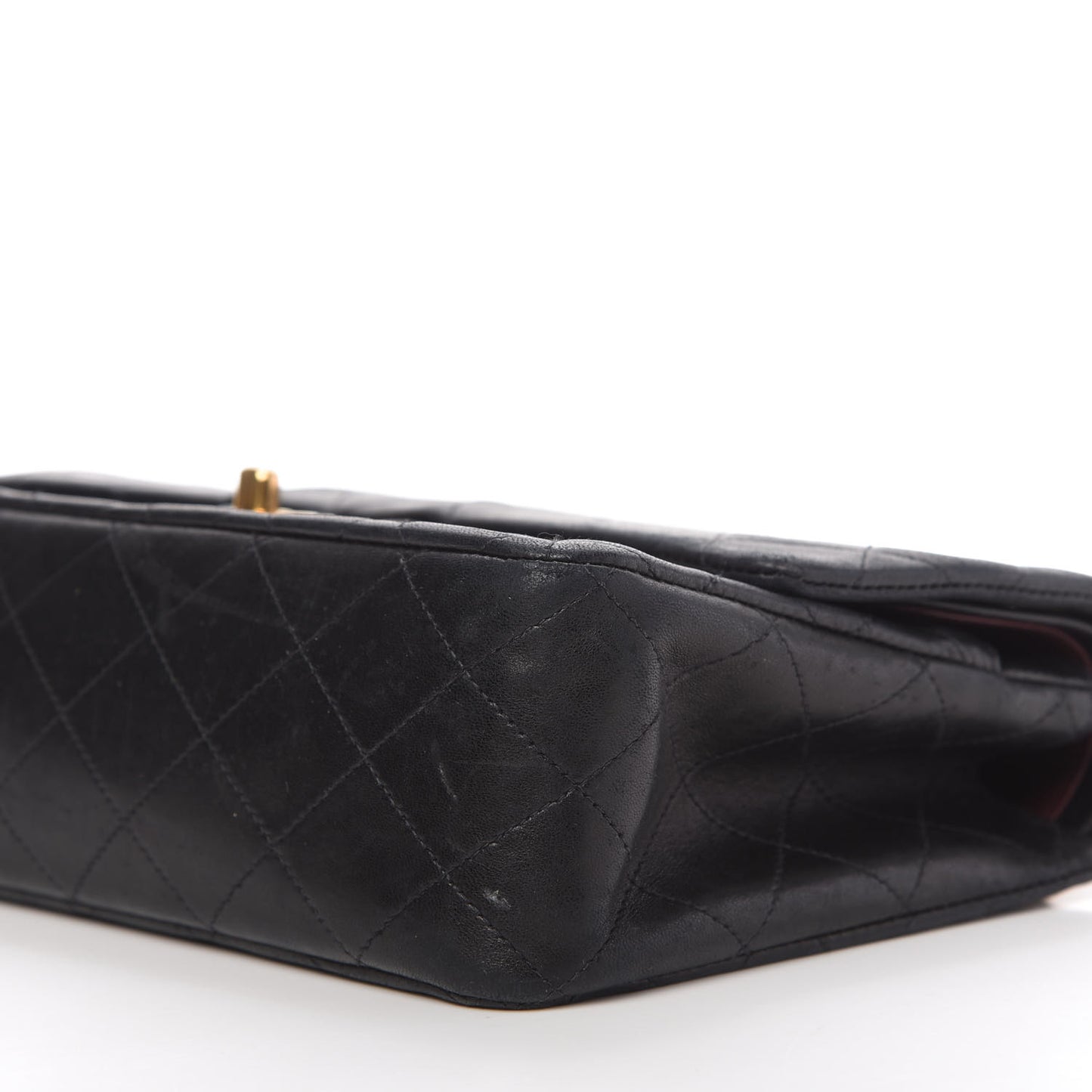 Lambskin Quilted Medium Double Flap Black