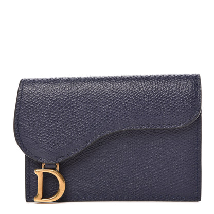 Christian Dior Grained Calfskin Saddle Card Holder Navy 1 of 7