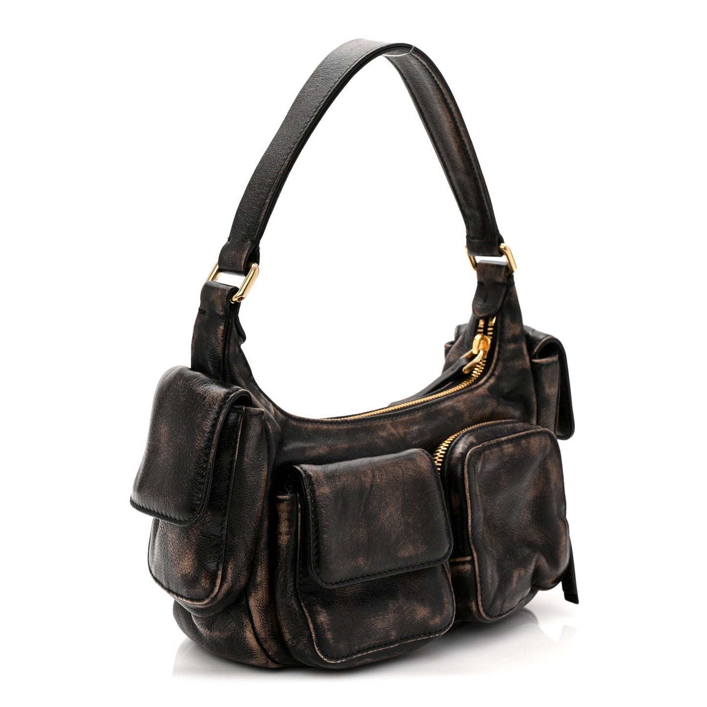 Distressed Nappa Pocket Bag Sand Coffee