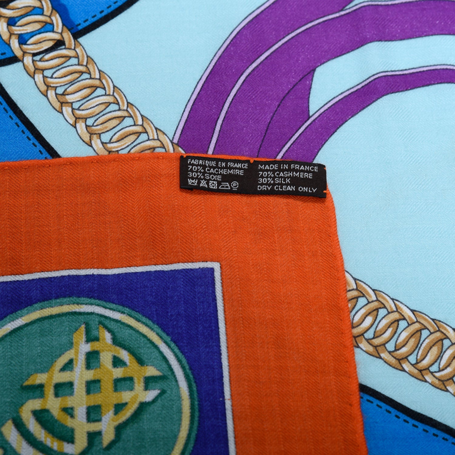 Hermes Cashmere Silk La Promenade Du Matin Shawl 140 Capucine Iris Black 4 of 5