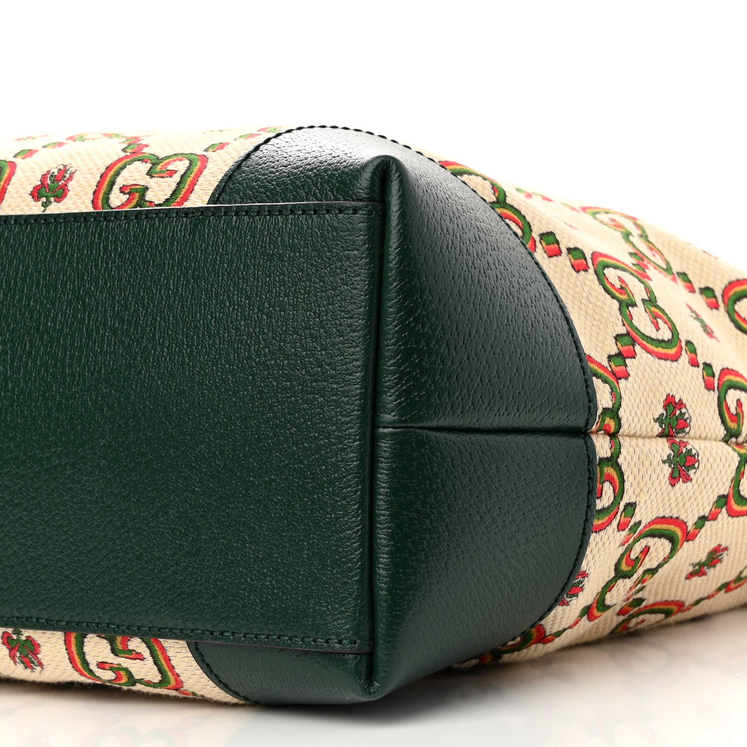 Gucci Cotton Textured Dollar Calfskin GG Monogram Floral Medium Gucci 100 Ophidia Tote Bag Beige Green Multicolor Vintage Green 9 of 9