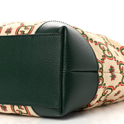 Gucci Cotton Textured Dollar Calfskin GG Monogram Floral Medium Gucci 100 Ophidia Tote Bag Beige Green Multicolor Vintage Green 9 of 9