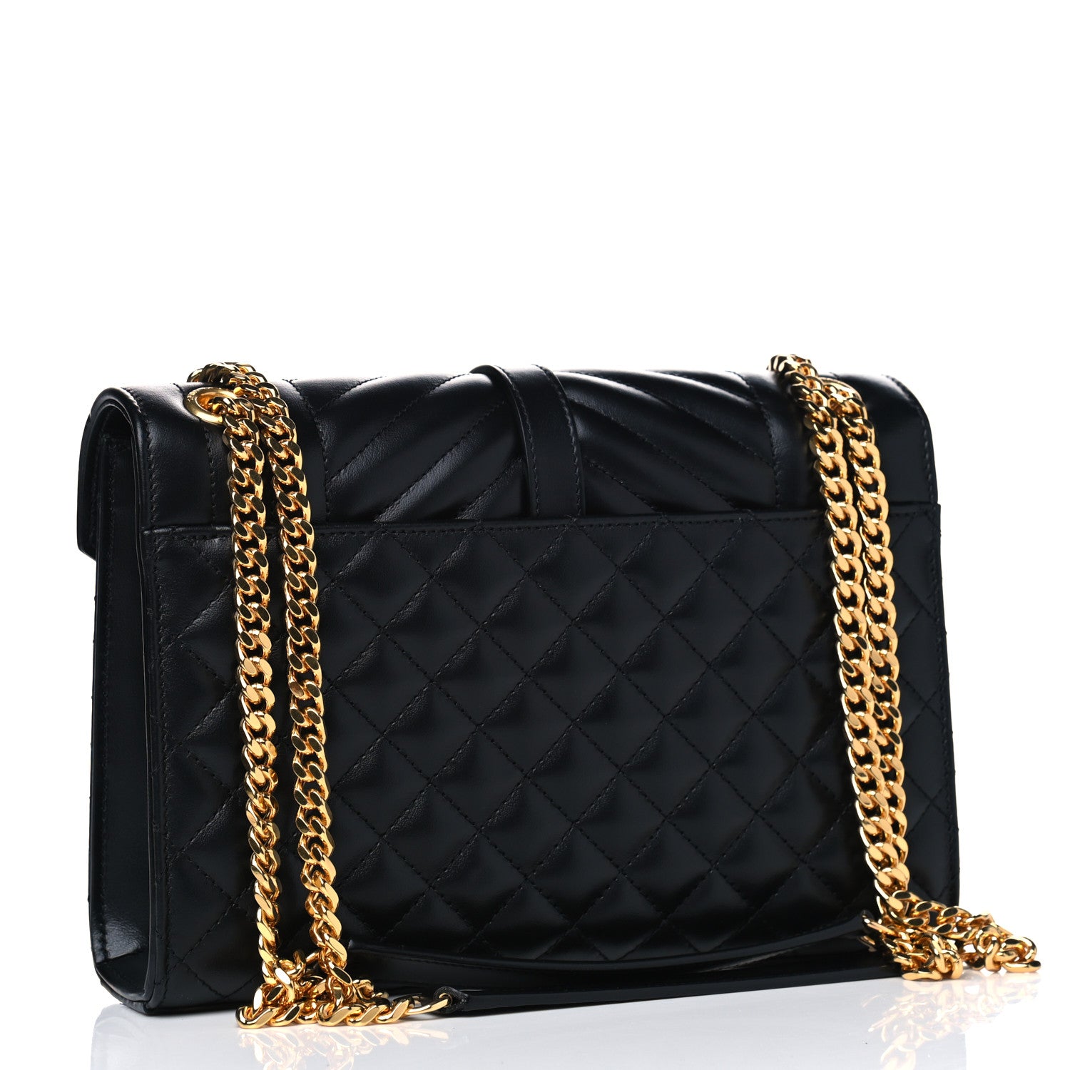 Saint Laurent Grain De Poudre Textured Mixed Matelasse Triquilt Medium Monogram Satchel Black 2 of 4