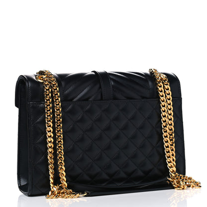 Saint Laurent Grain De Poudre Textured Mixed Matelasse Triquilt Medium Monogram Satchel Black 2 of 4