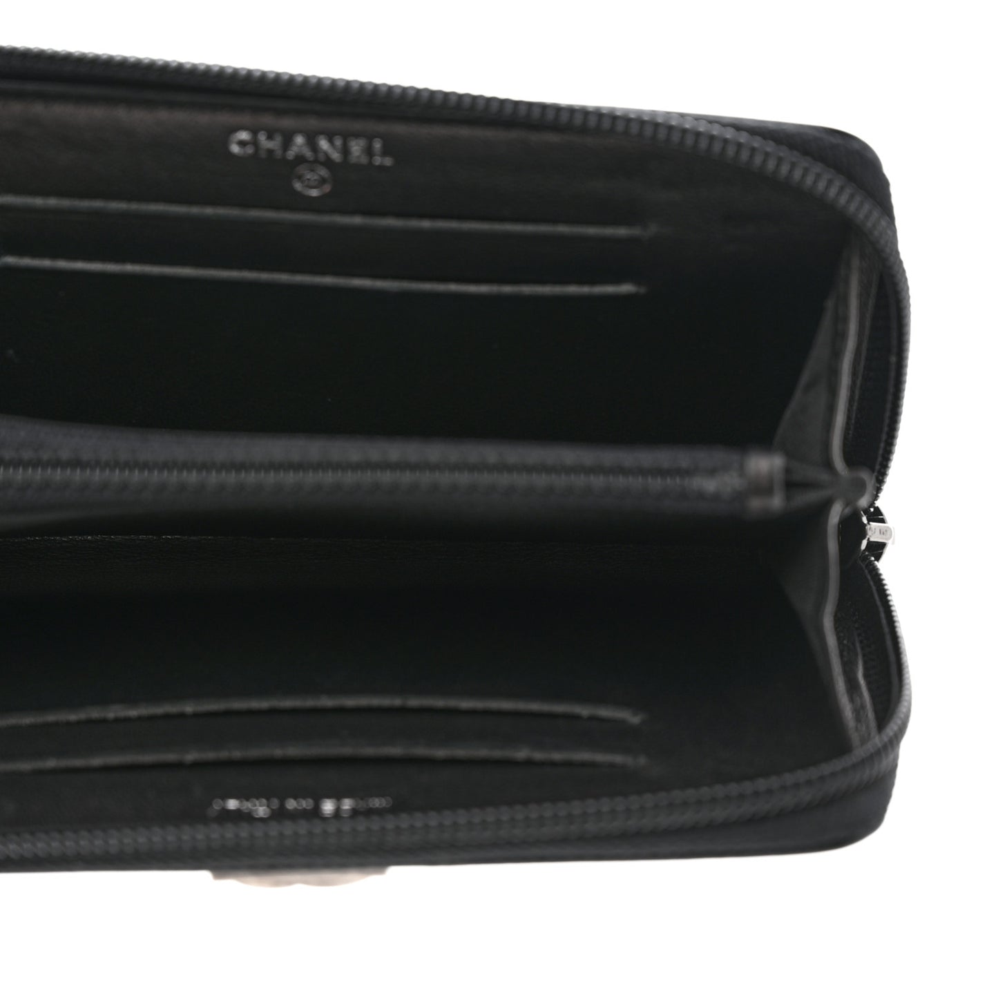 Caviar Quilted Small Boy Zip Around Wallet Black