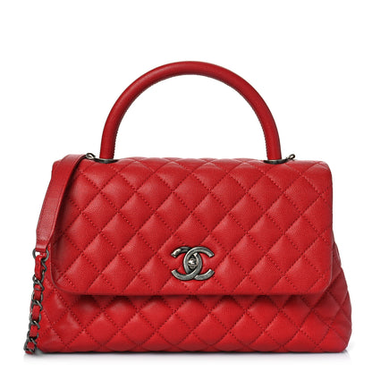 Chanel Caviar Quilted Small Coco Handle Flap Red 1 of 10
