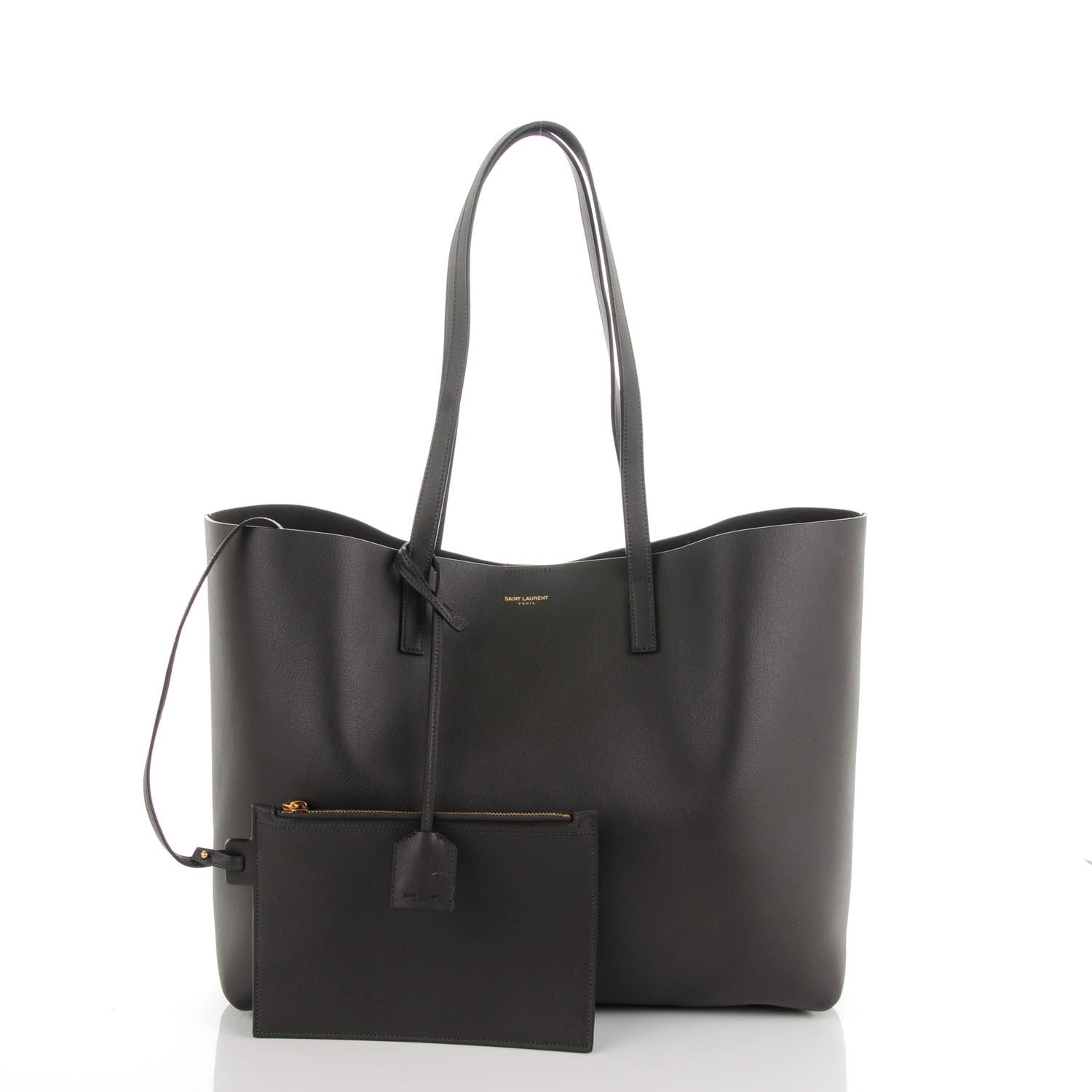 Saint Laurent Calfskin Large Shopping Tote Dark Grey 3 of 9