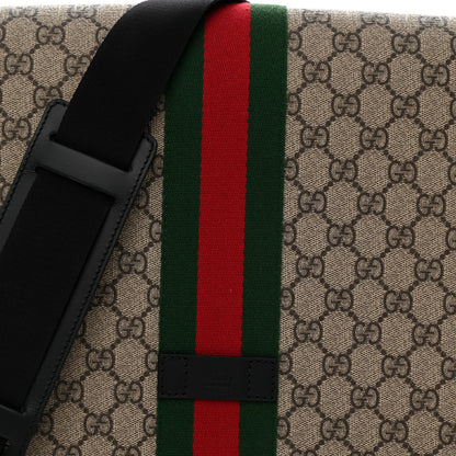 Gucci GG Supreme Monogram Web Flap Messenger Bag Black 8 of 10
