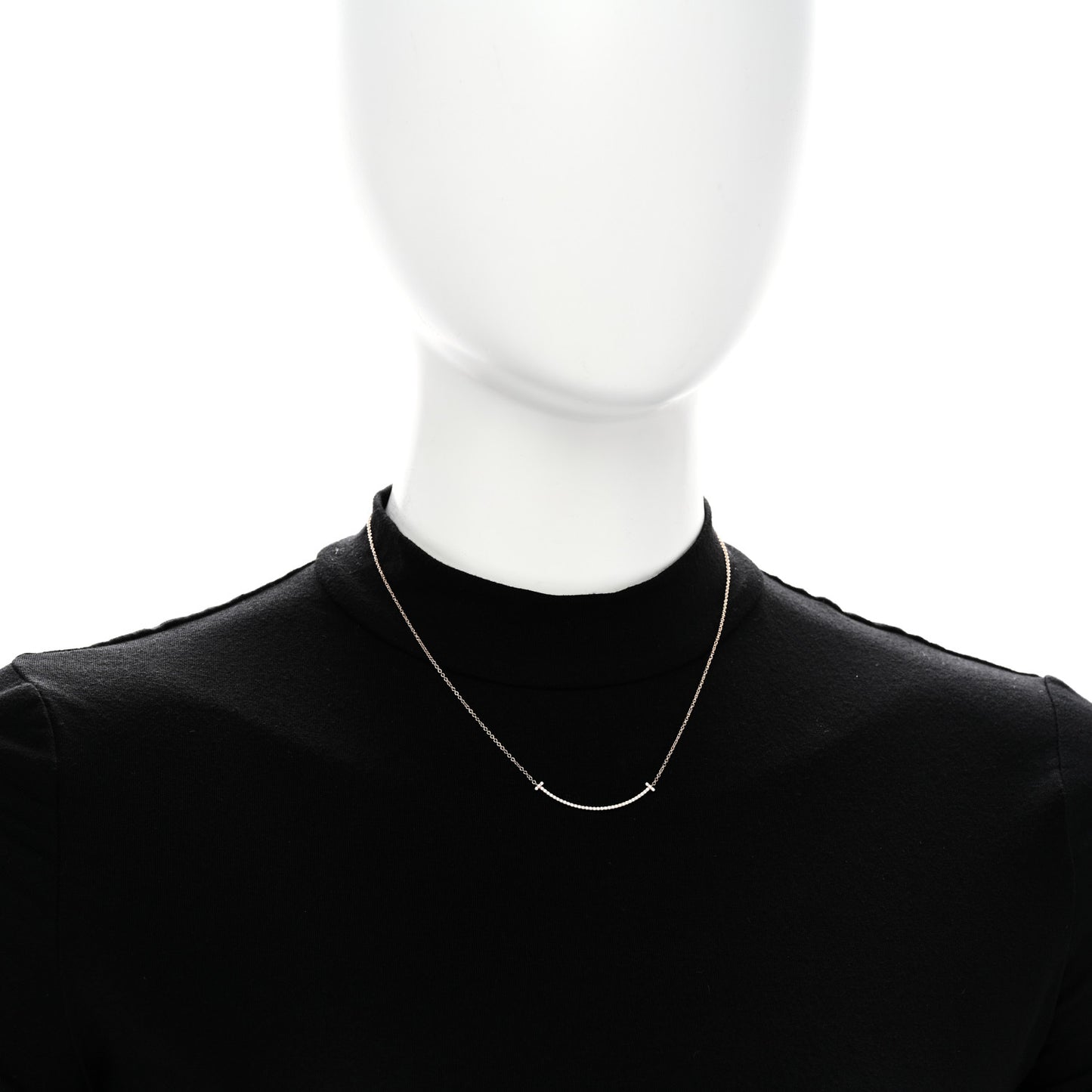 18K Rose Gold Diamond Small T Smile Pendant Necklace
