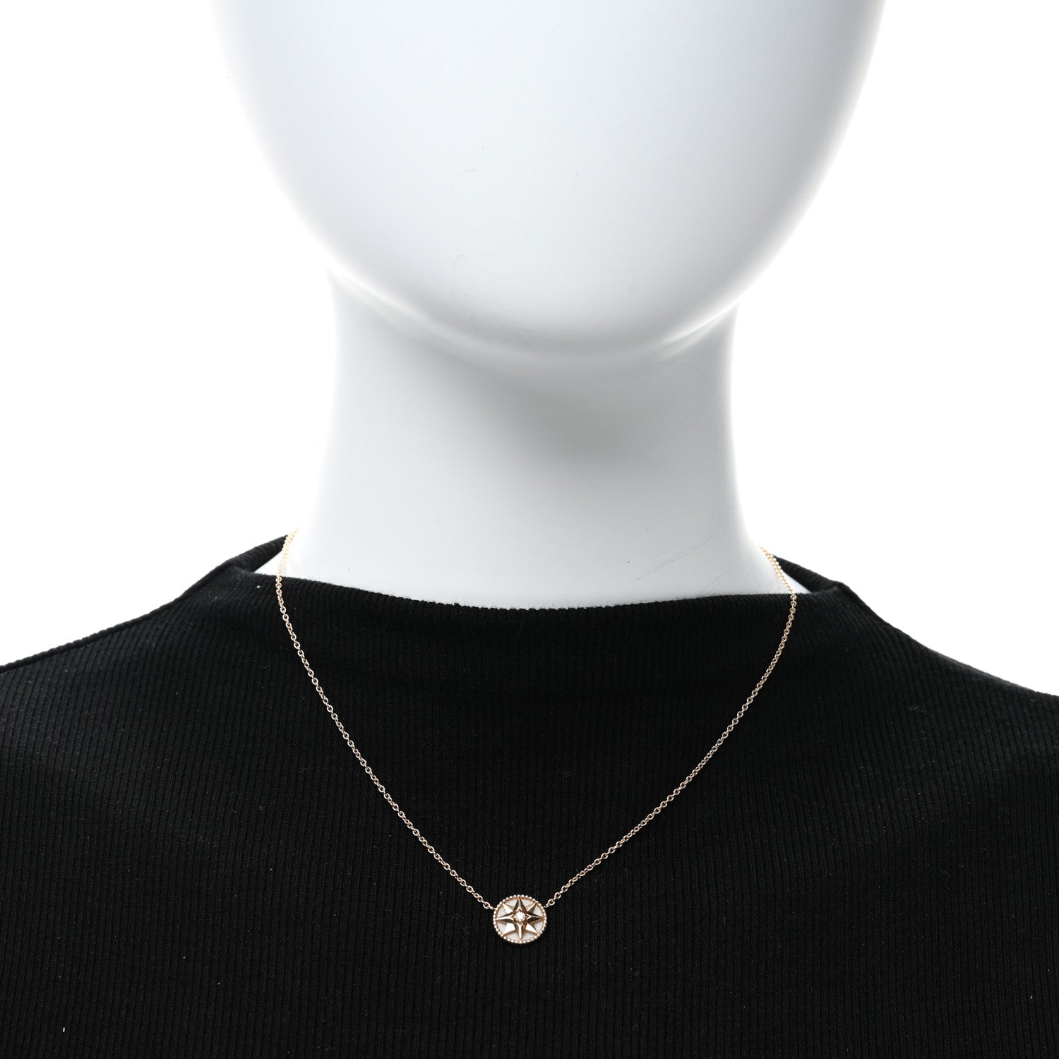 Christian Dior 18K Rose Gold Diamond Pink Opal Rose Des Vents Necklace 2 of 4