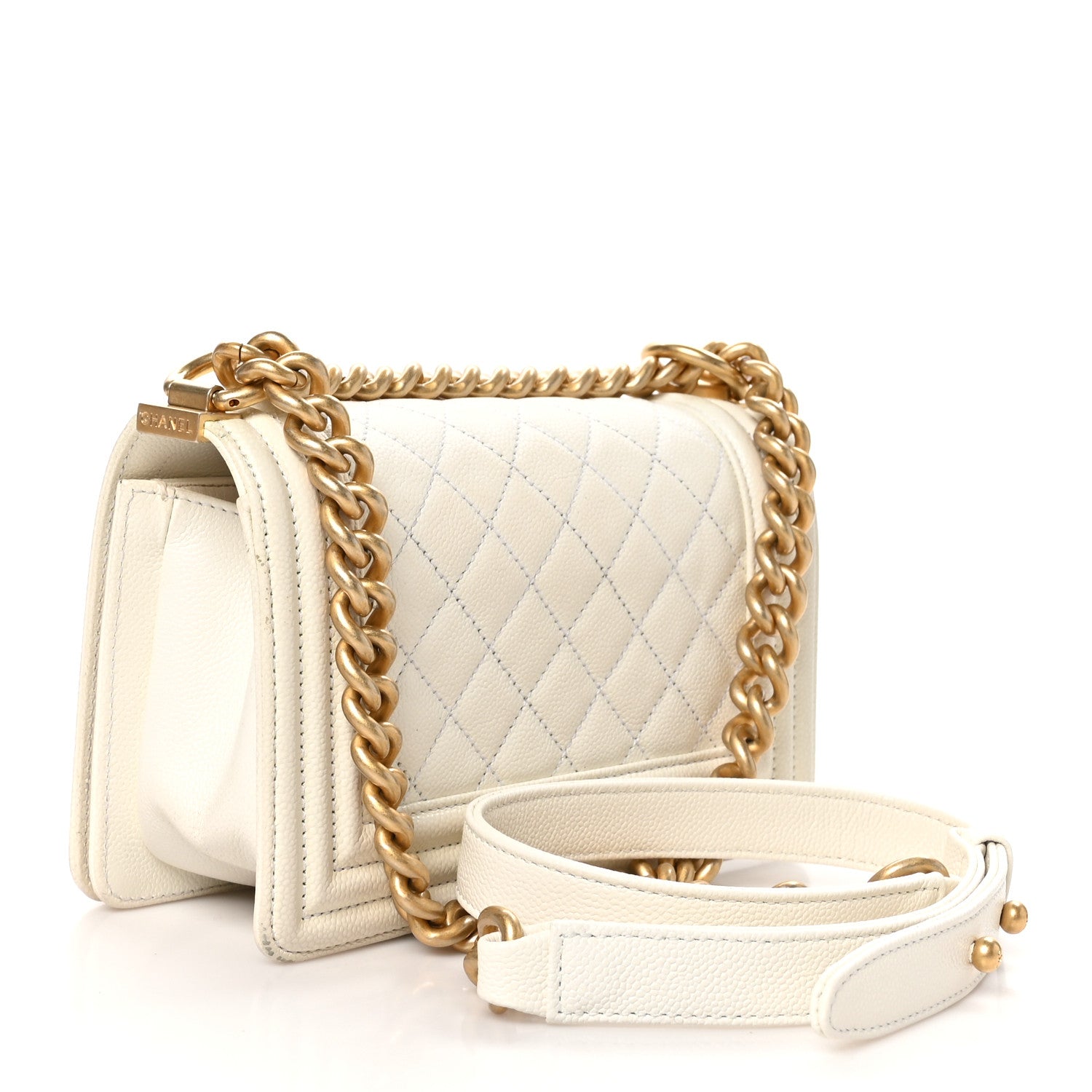 Chanel Caviar Quilted Small Boy Flap White 3 of 13