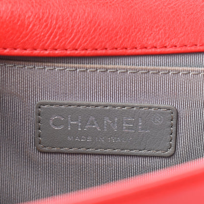Chanel Calfskin Quilted Double Stitch Medium Boy Flap Red 6 of 9