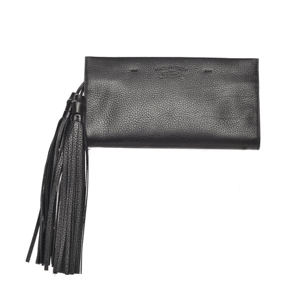 Gucci Pebbled Calfskin Broadway Bamboo Tassel Clutch Black 1 of 8