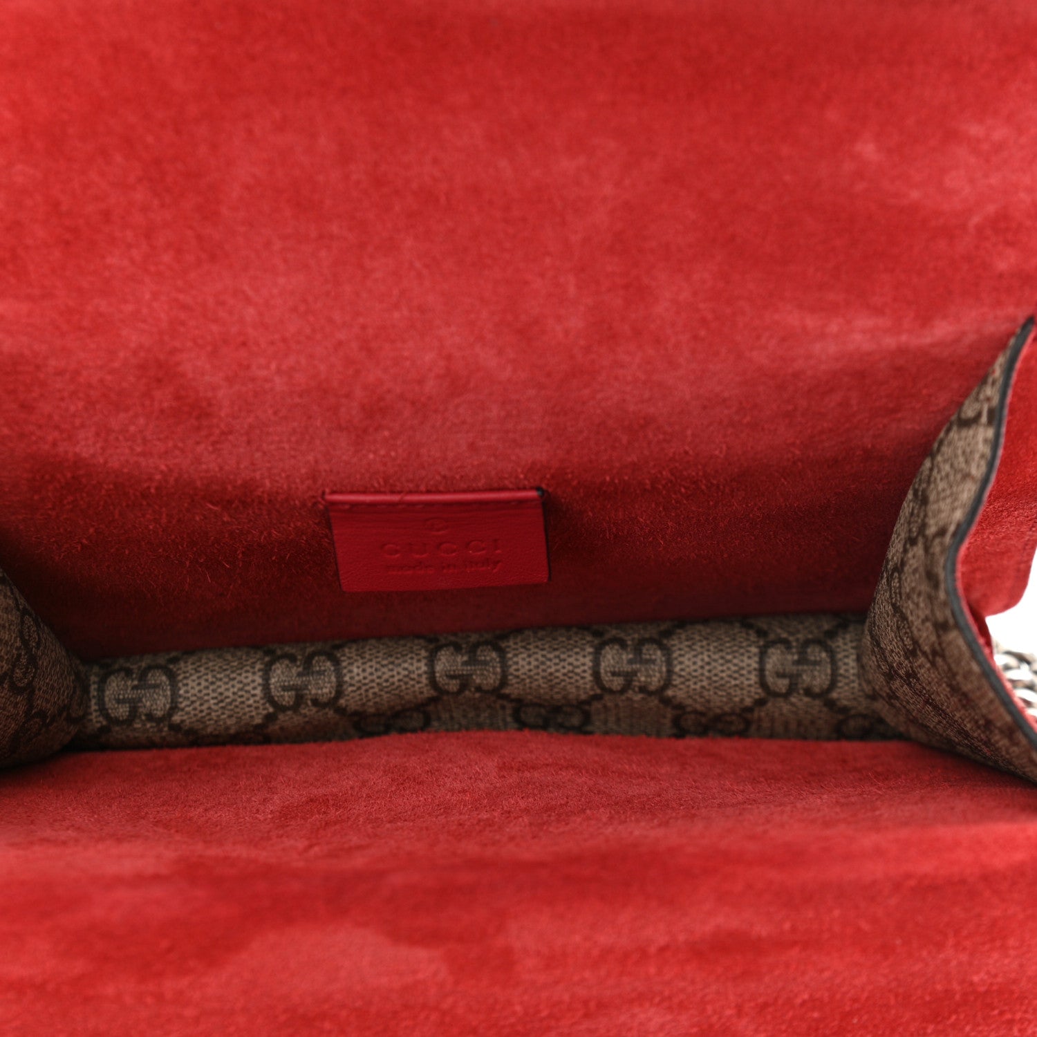 Gucci GG Supreme Monogram Suede Mini Dionysus Shoulder Bag Beige Ebony Vulcanic Red 5 of 14