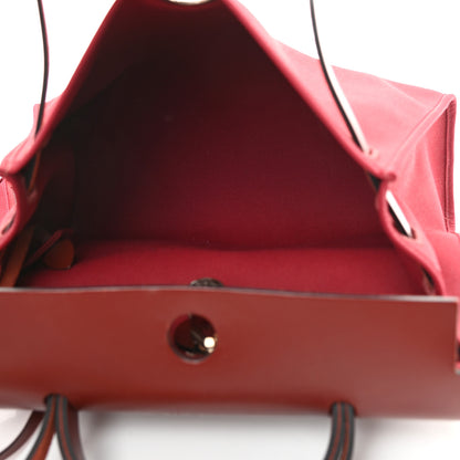 Hermes Military Toile Vache Hunter Herbag Zip 31 PM Rouge Grenat 6 of 15