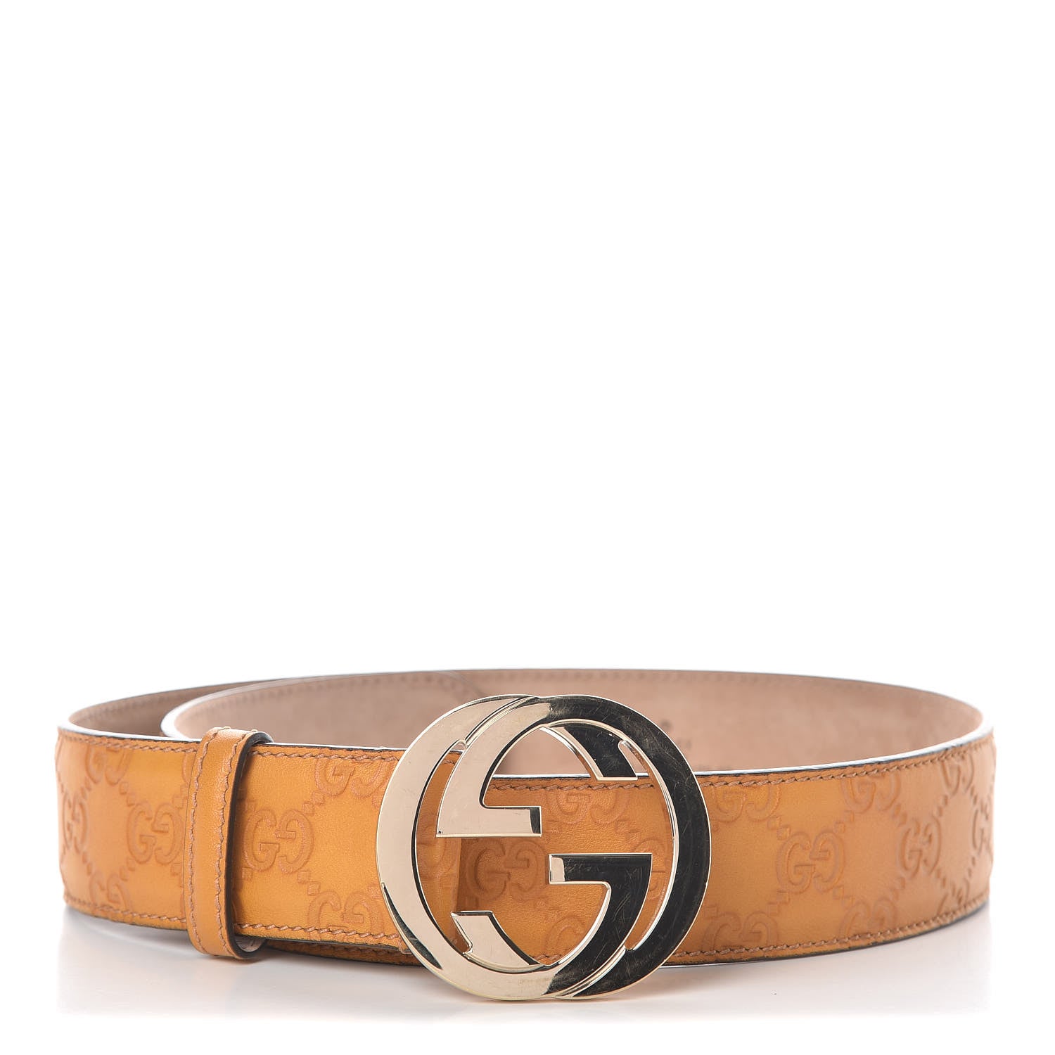 Gucci Guccissima Interlocking G Belt 75 30 Mustard 1 of 7