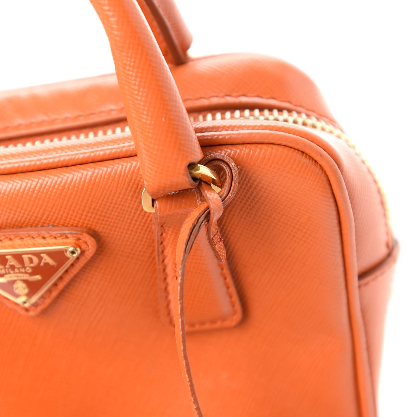 Saffiano Lux Mini Top Handle Crossbody Bag Papaya