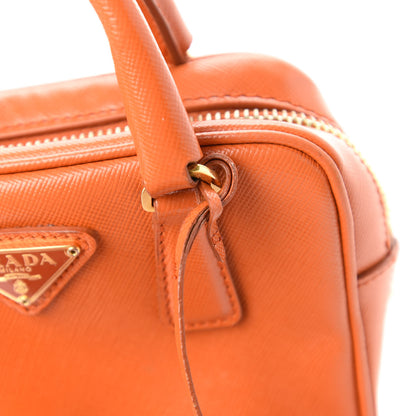 Prada Saffiano Lux Mini Top Handle Crossbody Bag Papaya 11 of 11