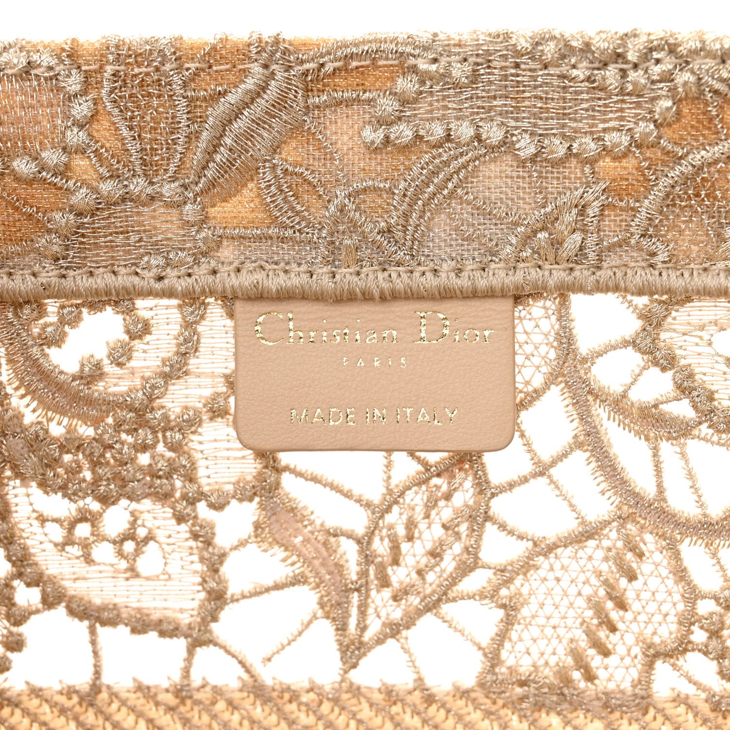 Christian Dior Transparent Metallic Embroidered Mesh Macrame Medium Book Tote Gold 6 of 10