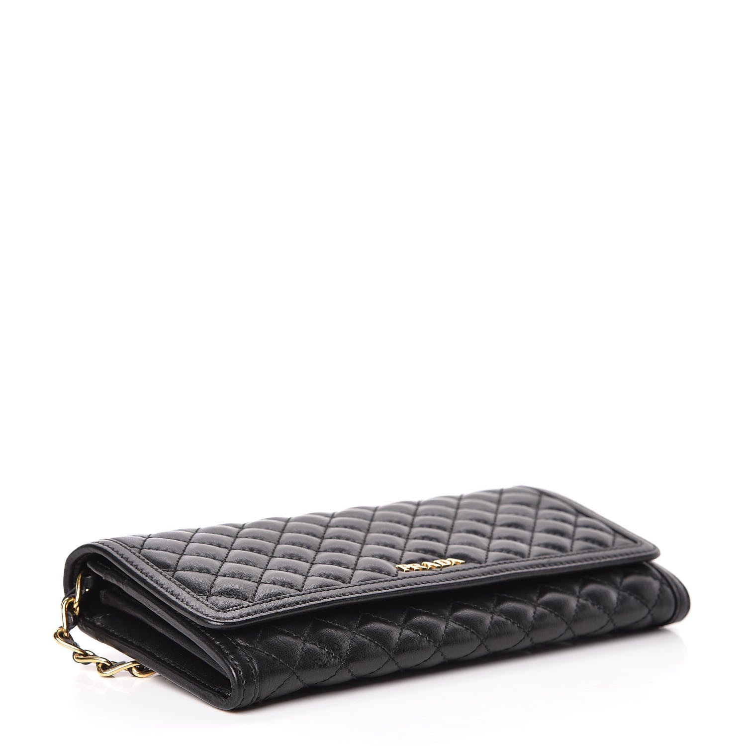 Prada Soft Calfskin Quilted Chain Wallet Black 4 of 14