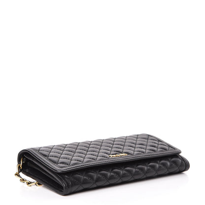 Prada Soft Calfskin Quilted Chain Wallet Black 4 of 14