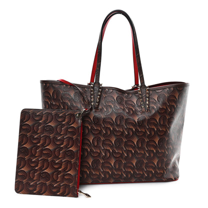 Christian Louboutin Toile Monogram Calfskin Printed Spikes East West Cabata Tote Bizon 3 of 13