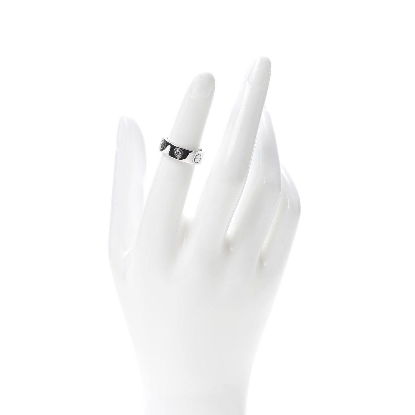 18K White Gold 3 Diamond 5.5mm LOVE Ring 48 4.5