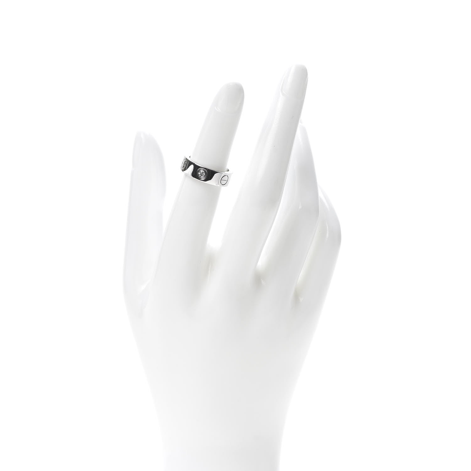 Cartier 18K White Gold 3 Diamond 5.5mm LOVE Ring 48 4.5 2 of 5