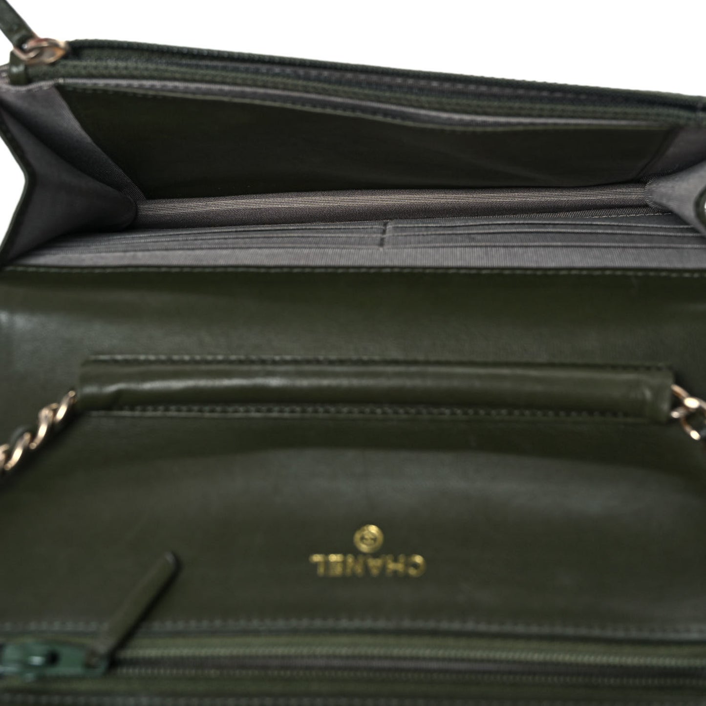 Lambskin Timeless CC Wallet On Chain WOC Khaki