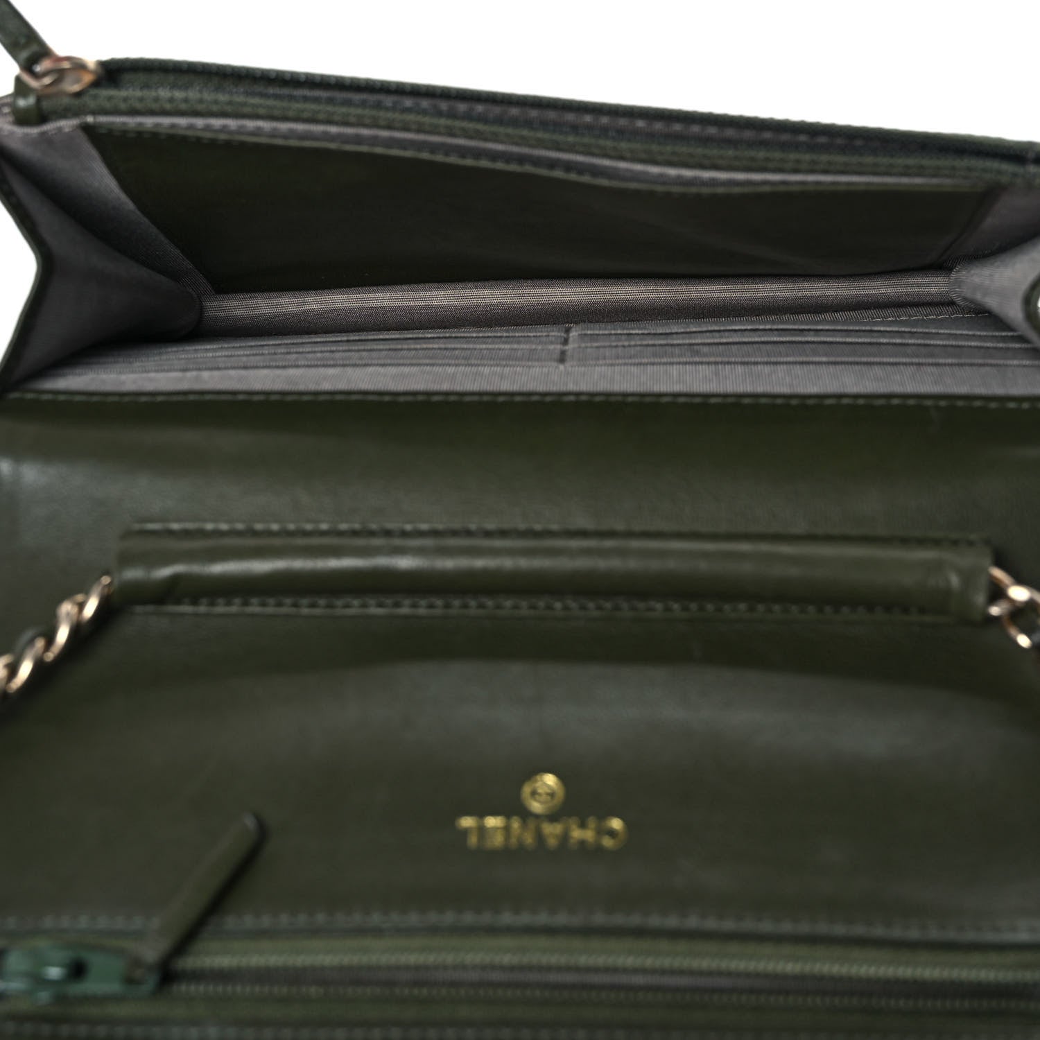 Chanel Lambskin Timeless CC Wallet On Chain WOC Khaki 6 of 9