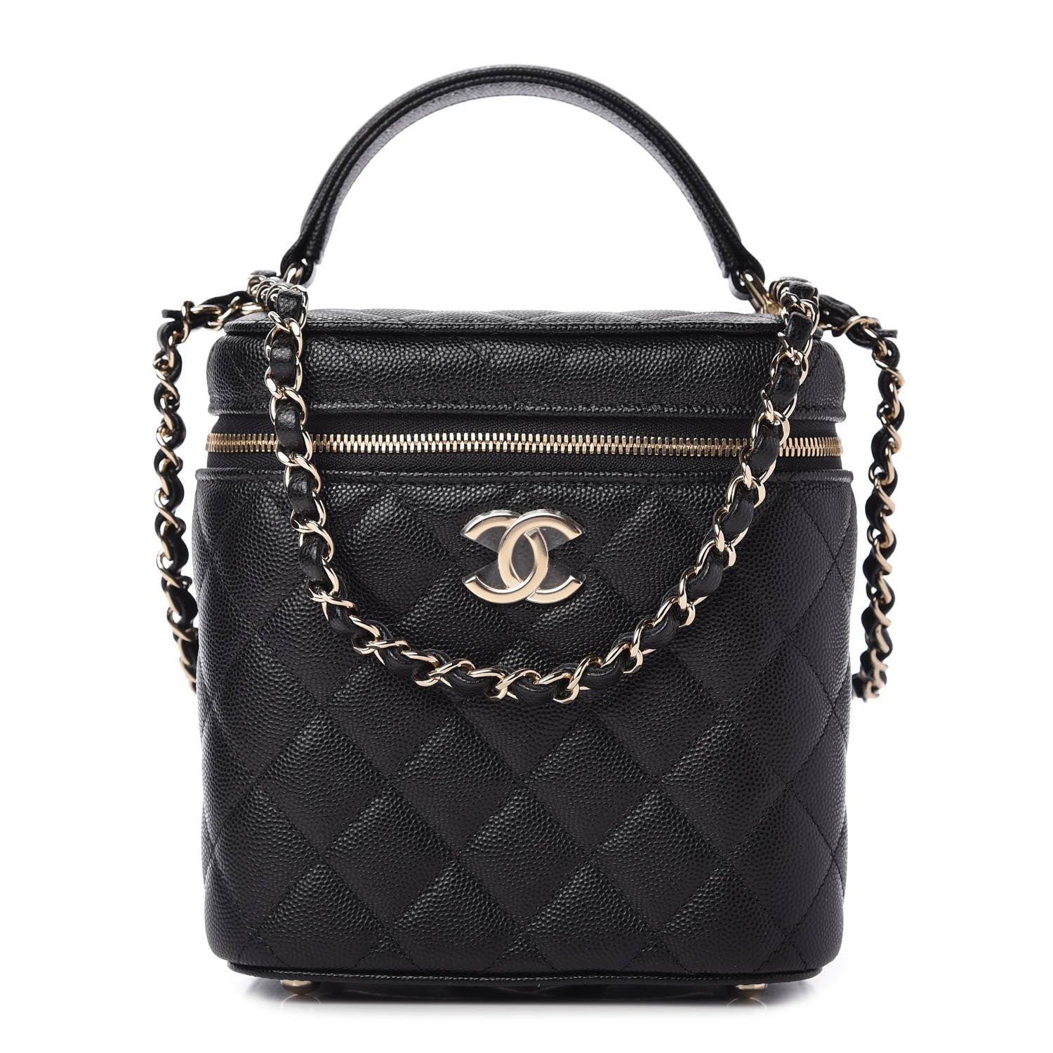 Chanel Caviar Quilted Small Top Handle Vanity Case With Chain Black 1 of 10