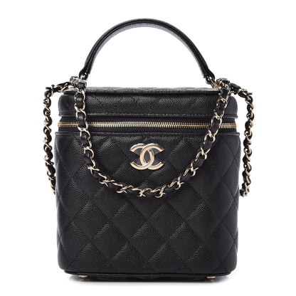 Chanel Caviar Quilted Small Top Handle Vanity Case With Chain Black 1 of 10
