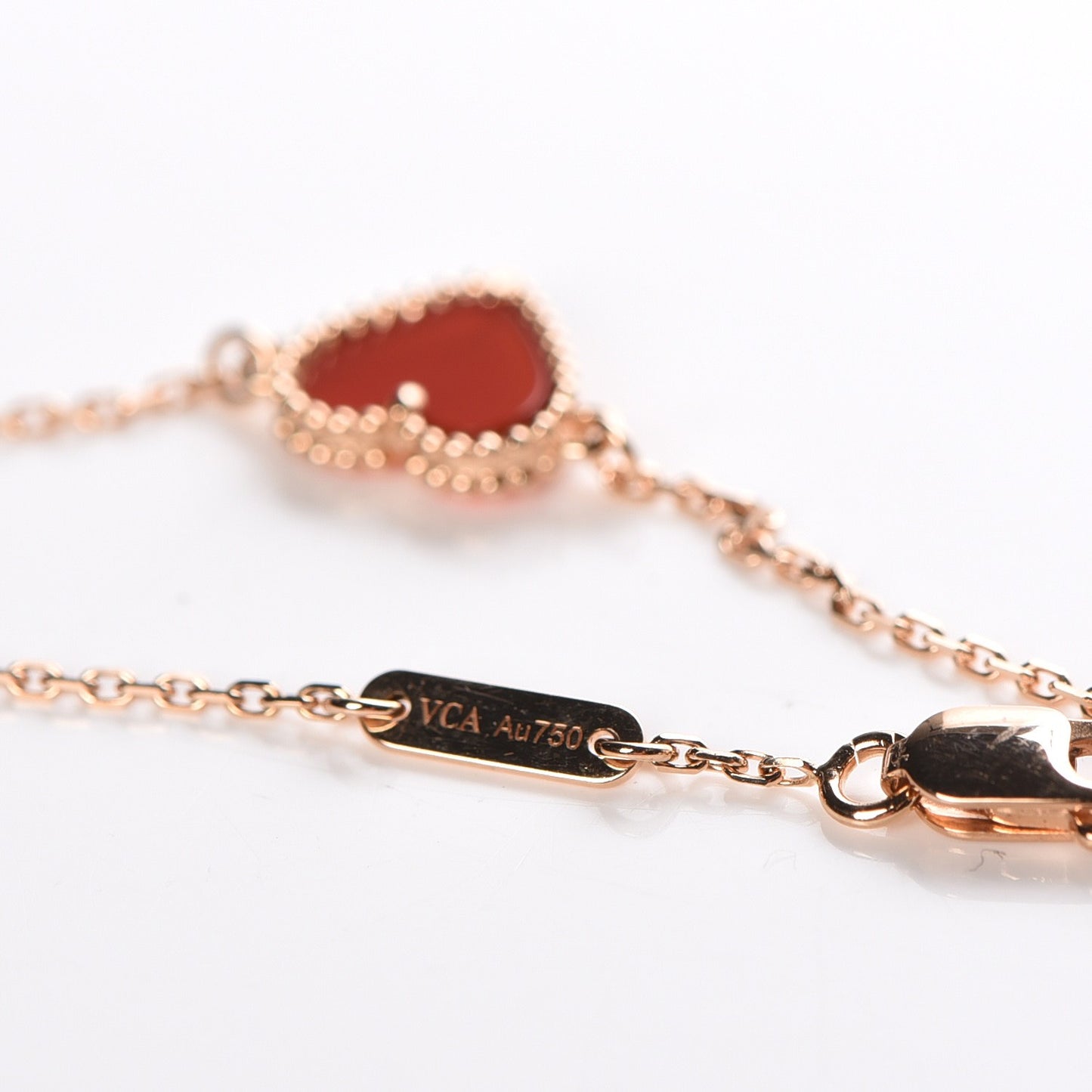 18K Rose Gold Carnelian Sweet Alhambra Heart Bracelet
