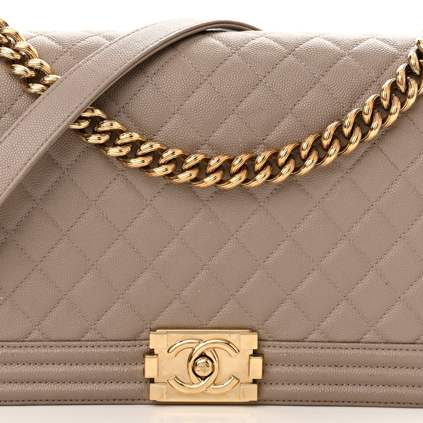 Caviar Quilted New Medium Boy Flap Dark Beige