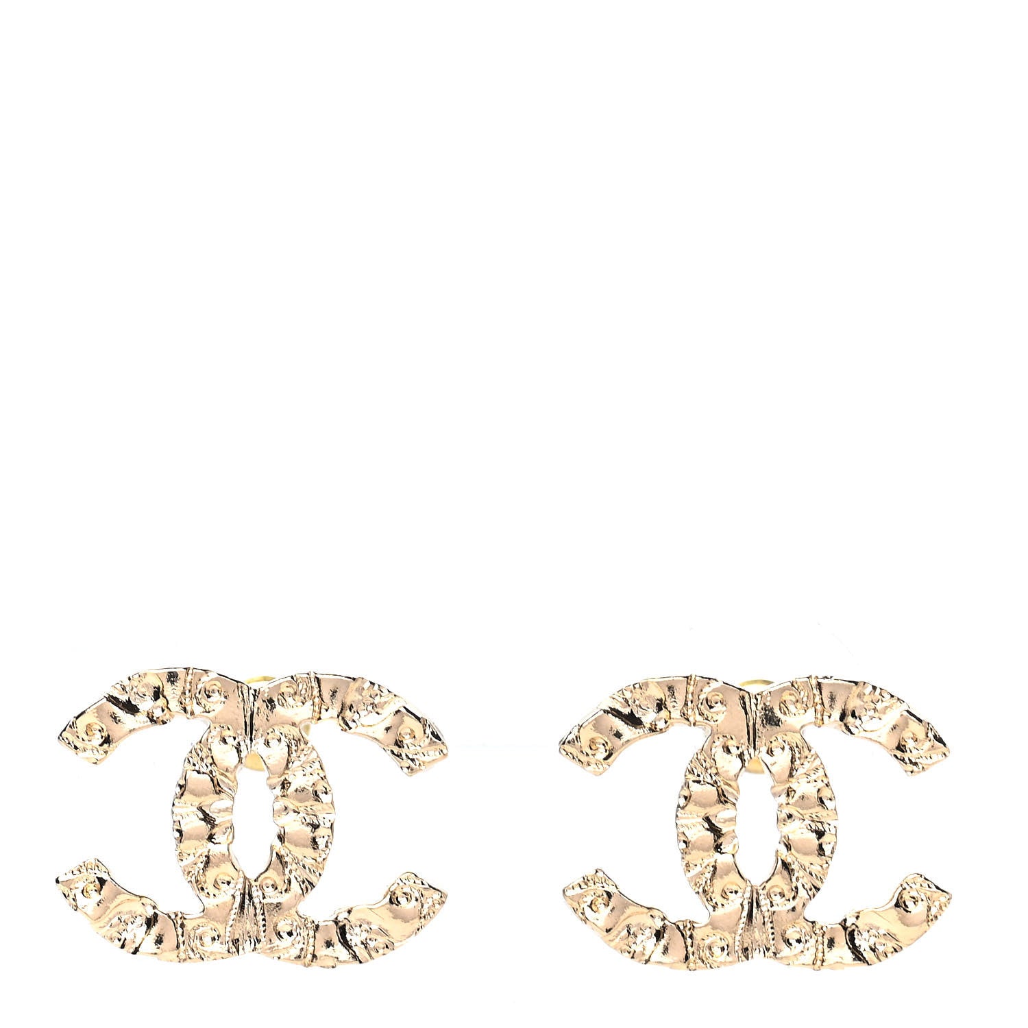 Chanel Metal Textured CC Earrings Gold 1 of 4