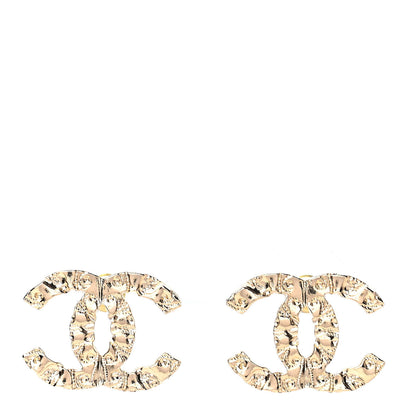 Chanel Metal Textured CC Earrings Gold 1 of 4