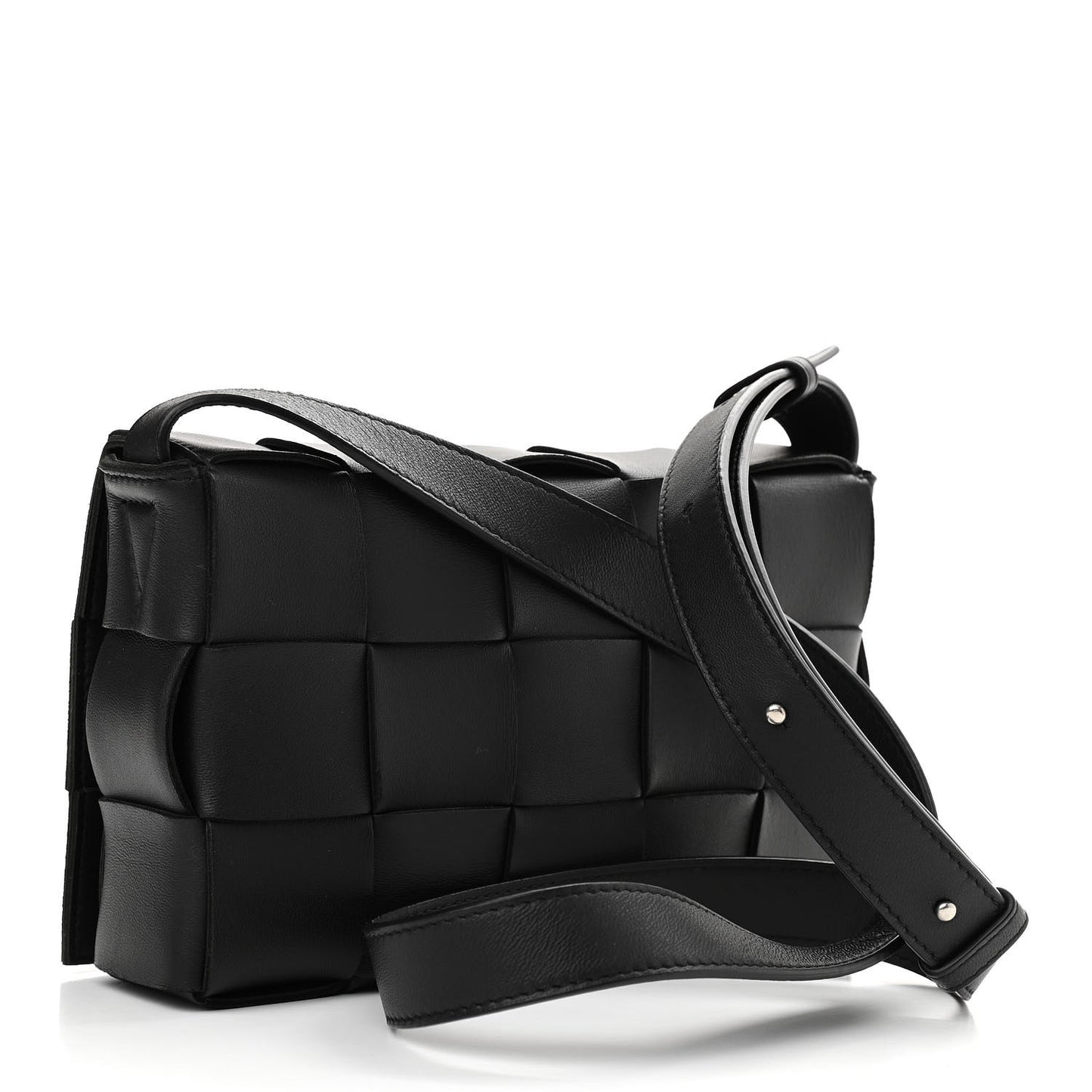 Lambskin Maxi Intrecciato Cassette Crossbody Bag Black