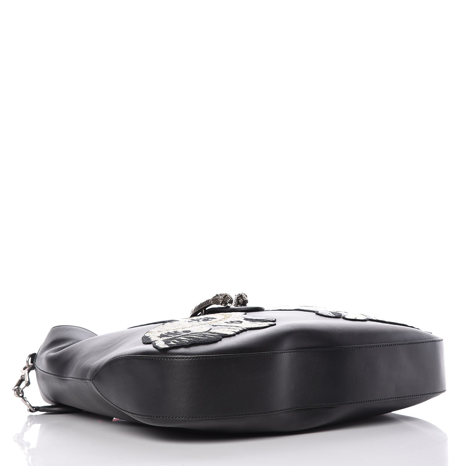 Gucci Calfskin Web Dog Embroidered Large Dionysus Hobo Black 4 of 9