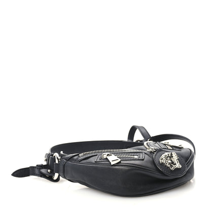 Versace Calfskin Mini Repeat Zip Hobo Black 4 of 10
