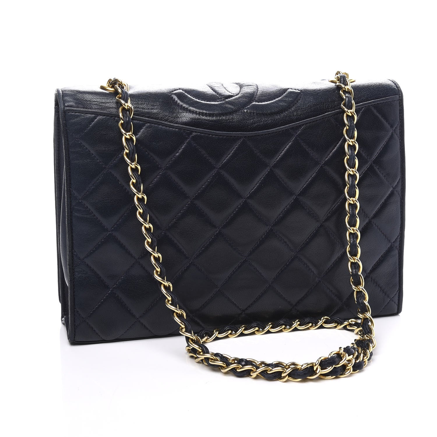 Chanel Lambskin Quilted CC Small Single Flap Navy 2 of 11