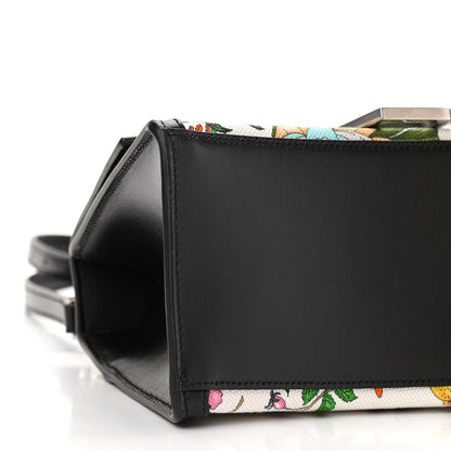 Balenciaga X GUCCI Canvas Boarded Plutone Calfskin Flora Logo Print Small Hourglass Top Handle Bag White Multicolor Black 9 of 10