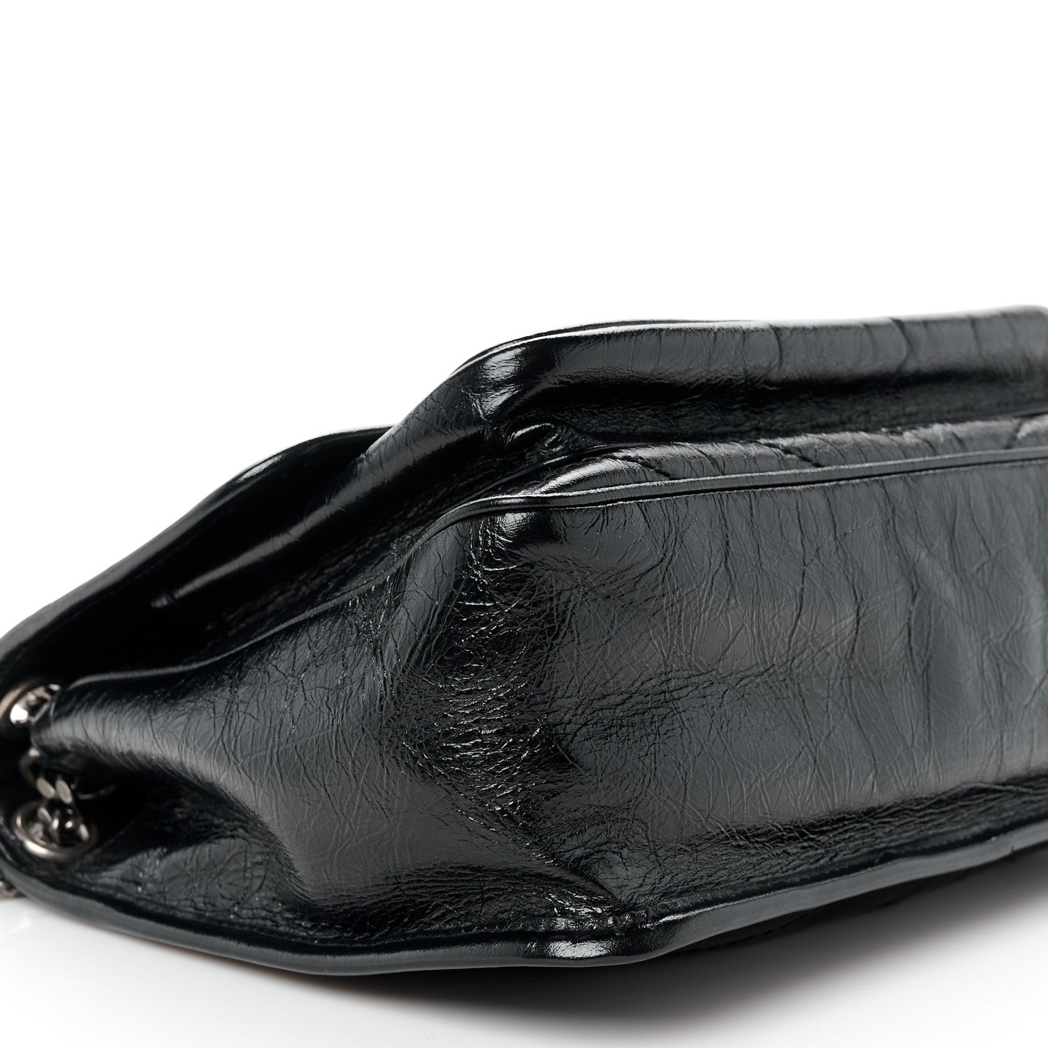 Saint Laurent Crinkled Calfskin Matelasse Monogram Medium Niki Chain Satchel Black 10 of 11