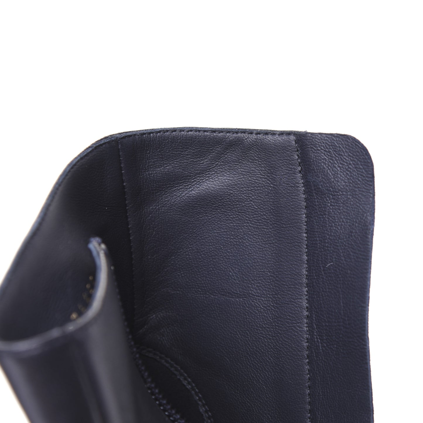 Lambskin Double Stack Chain Cap Toe Boots 39 Navy