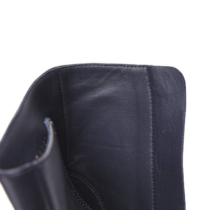 Chanel Lambskin Double Stack Chain Cap Toe Boots 39 Navy 13 of 15