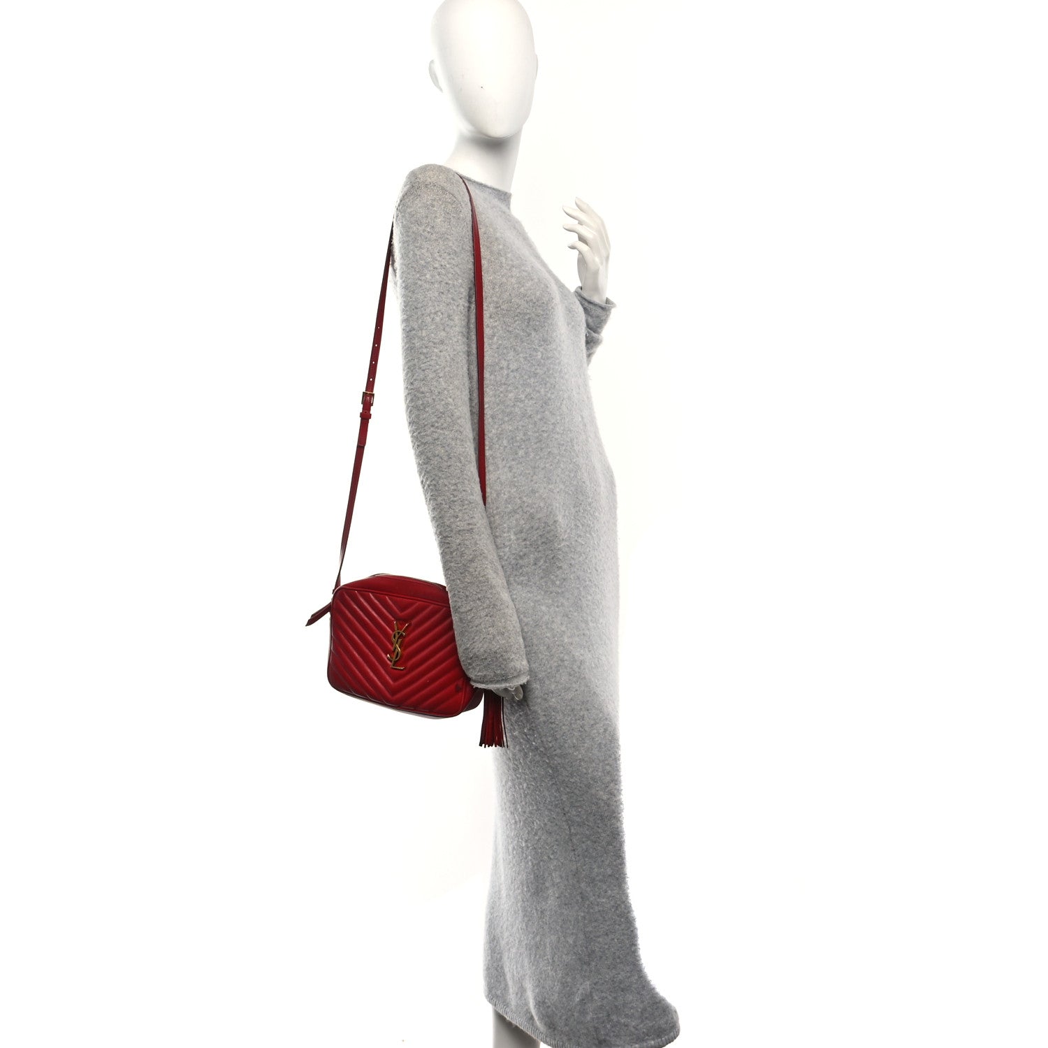Saint Laurent Calfskin Matelasse Monogram Lou Camera Bag Opyum Red 2 of 10