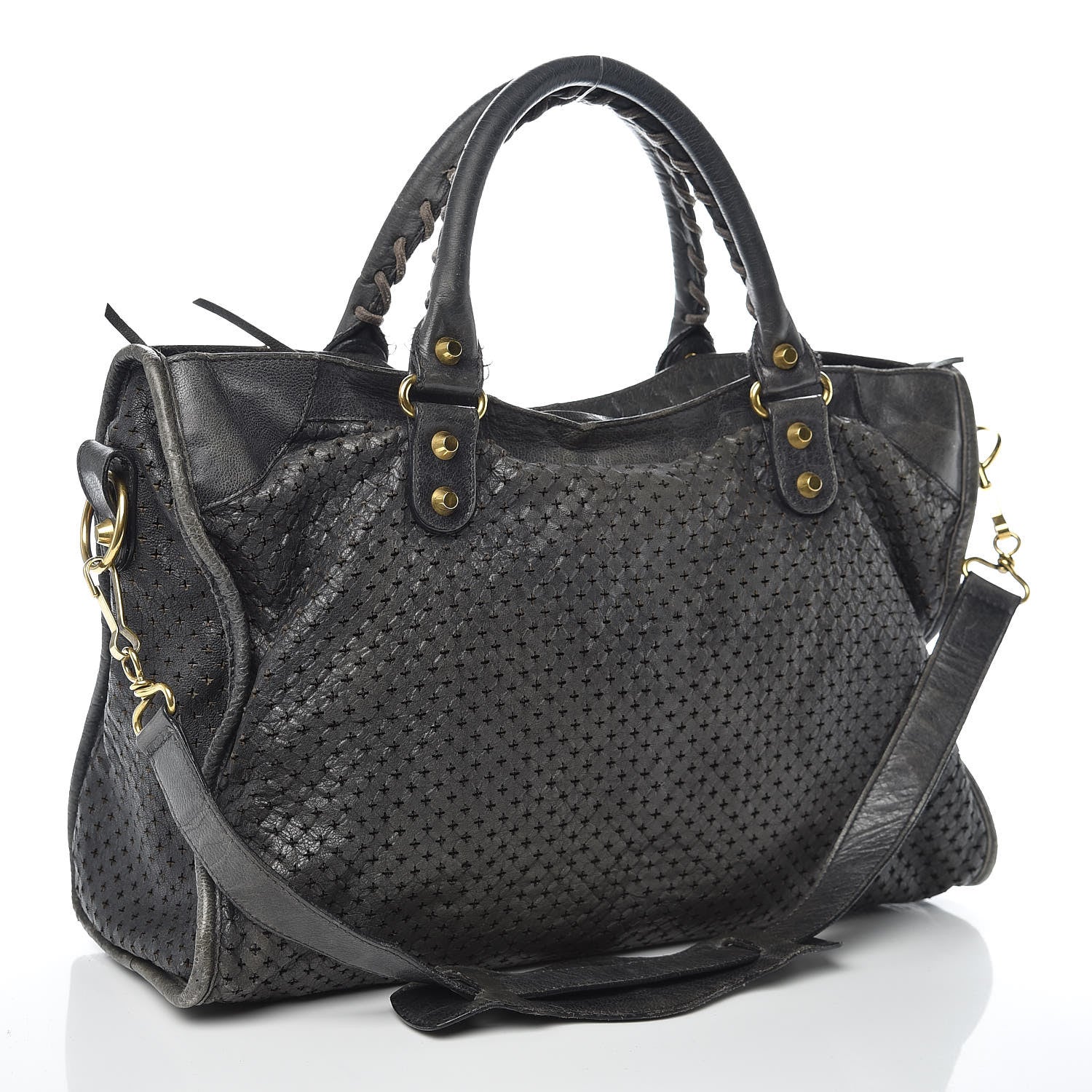 Balenciaga Agneau Laser Cut Cross Classic Gold Hardware City Grey 3 of 12