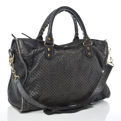 Balenciaga Agneau Laser Cut Cross Classic Gold Hardware City Grey 3 of 12