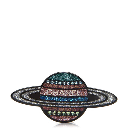 Chanel Glittered Resin Strass Planet Brooch Silver Blue Pink 1 of 4