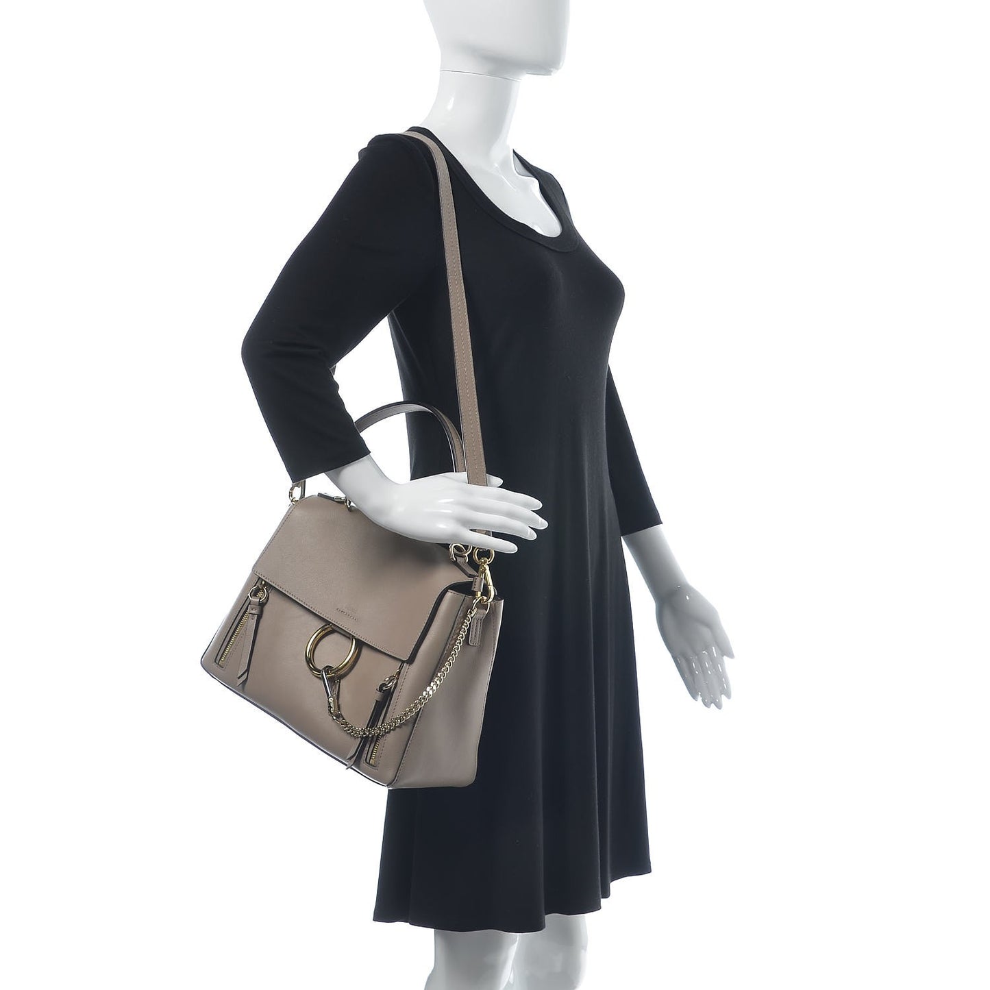 Calfskin Medium Faye Day Shoulder Bag Motty Grey