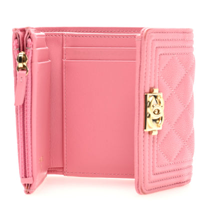 Chanel Caviar Quilted Boy Compact Wallet Pink 5 of 9